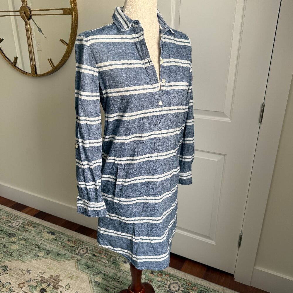 Loft Striped Chambray Cotton Shirtdress Size 6P - Picture 2 of 9